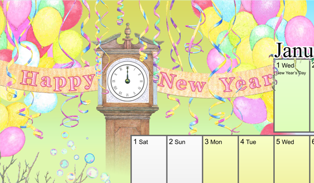 close up of 2025 Illustrated Wall Planner